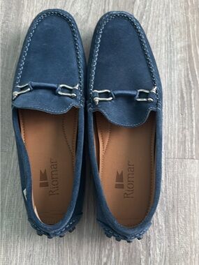 Riomar Navy Suede Bit Loafers for Men